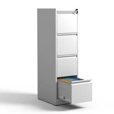 4 Drawer Vertical File Cabinet With Lock, Metal Locking Filing Cabinet For Home Office, Steel File Storage Cabinet For A4/Letter/Legal Size File, Assembly Required