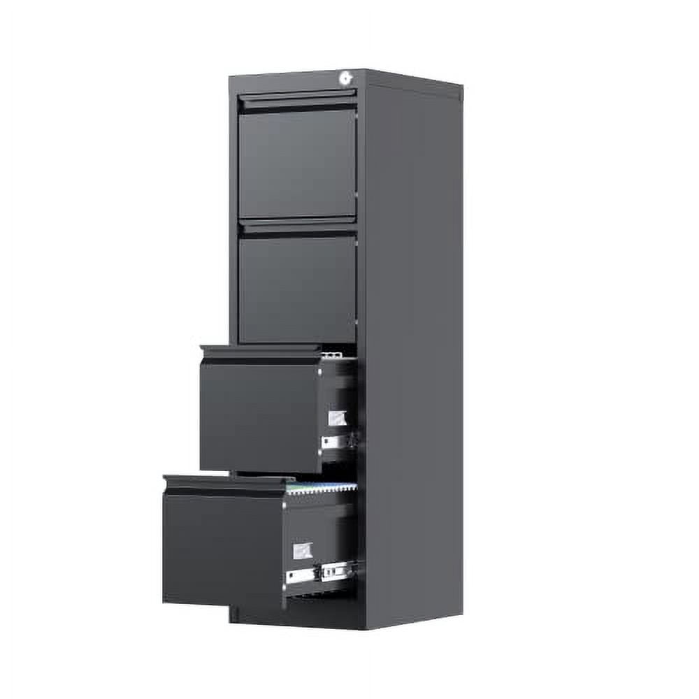 Black Metal 4-Drawer Lockable Vertical File Cabinet