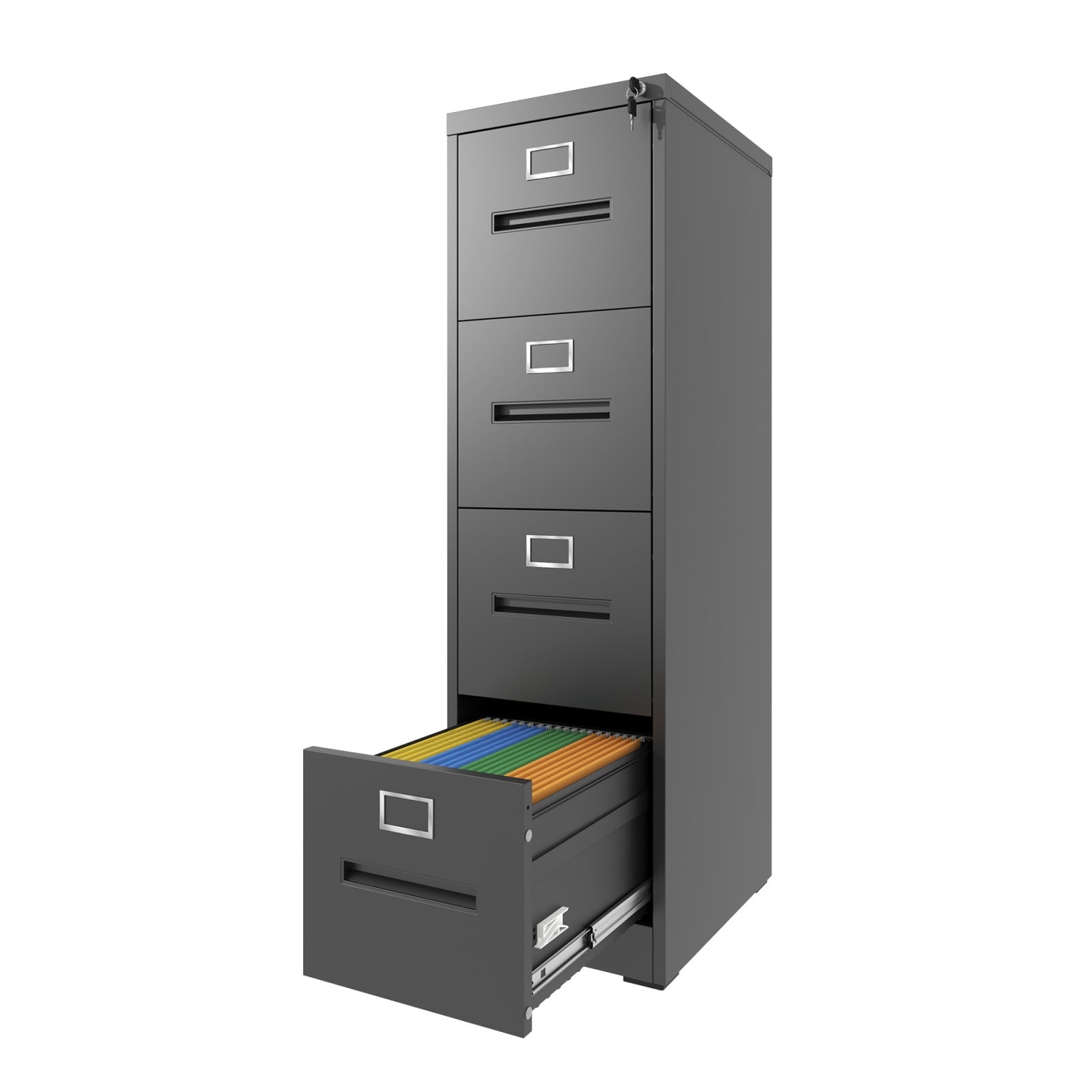 4 Drawer Vertical File Cabinet with Lock, Metal Narrow Filing Cabinet ...