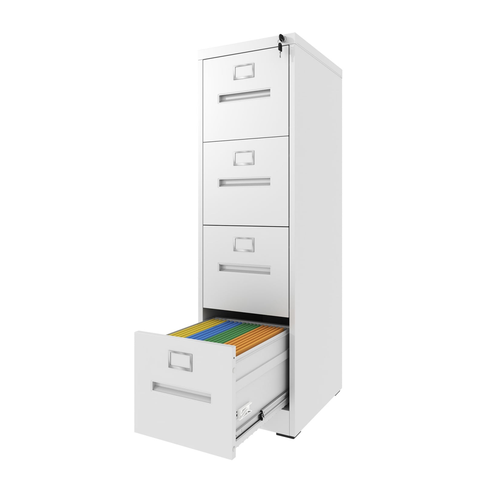 4 Drawer Vertical File Cabinet with Lock, Metal Narrow Filing Cabinet ...