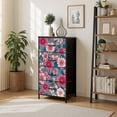 thumbnail image 1 of 4 Drawer Vertical Storage Dresser Cherry Blossom with Wood Top Fabric Pull Drawers, 1 of 8
