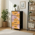 thumbnail image 1 of 4 Drawer Vertical Storage Dresser Groovy leaf Retro cute palm leaves yellow Summer abstract with Wood Top Fabric Pull Drawers, 1 of 8