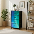 thumbnail image 1 of 4 Drawer Vertical Storage Dresser Minty Stained Glass with Wood Top Fabric Pull Drawers, 1 of 8