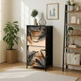 thumbnail image 1 of 4 Drawer Vertical Storage Dresser Terracotta Palm Tropical Leaves Palm Fronds Botanical Patterns Warm with Wood Top Fabric Pull Drawers, 1 of 8