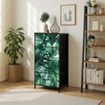 thumbnail image 1 of 4 Drawer Vertical Storage Dresser Tropical palm leaves floral with Wood Top Fabric Pull Drawers, 1 of 8