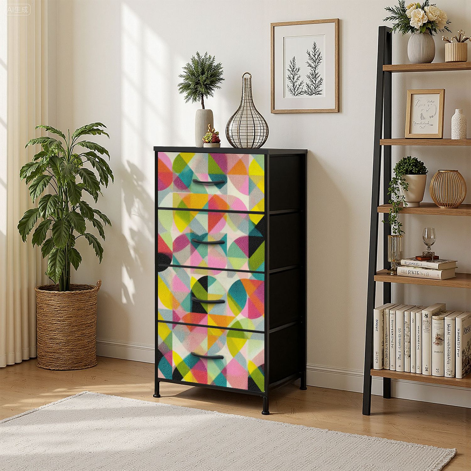 4 Drawer Vertical Storage Dresser abstract geometric abstract colorful ...