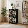thumbnail image 1 of 4 Drawer Vertical Storage Dresser floral flowers dark watercolor for textiles interior with Wood Top Fabric Pull Drawers, 1 of 8
