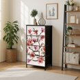 thumbnail image 1 of 4 Drawer Vertical Storage Dresser floral hand drawn tropical japanese flowers magnolia with Wood Top Fabric Pull Drawers, 1 of 8