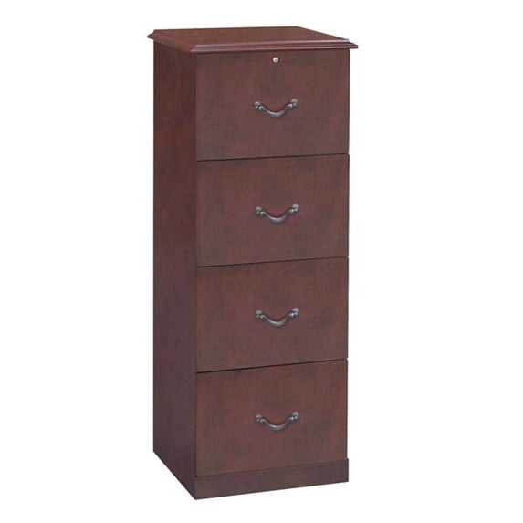 4 Drawer Vertical Wood Lockable Filing Cabinet, Cherry