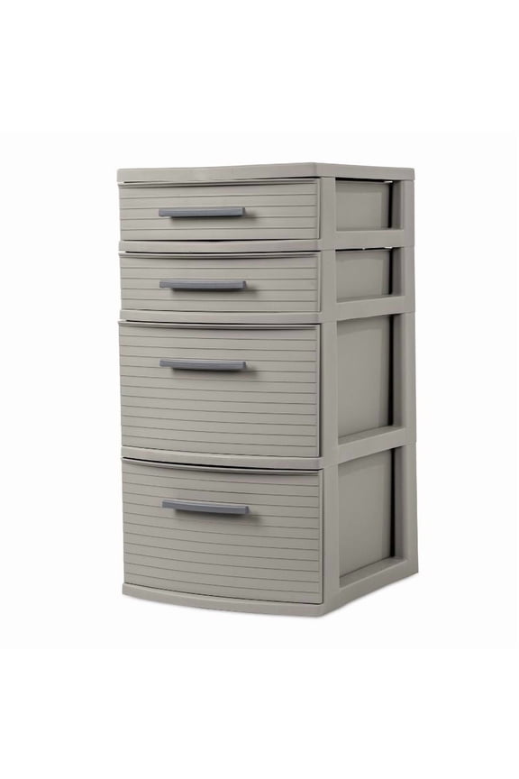 4 Drawer Weave Tower Dark Gray : Plastic Storage Organizer, Portable Utility Drawers, Universal Storage