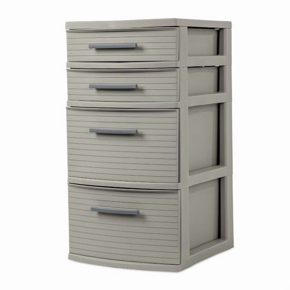 4 Drawer Weave Tower Dark Gray : Plastic Storage Organizer, Portable Utility Drawers, Universal Storage