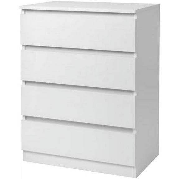 4 Drawer White Dresser for Bedroom, Wood Dresser with Deep Drawers, Tall Dressers with Cut-Out Handles, 30" Morden Wooden Chest with Large Storage$$Home Decor, Kitchen, & Other