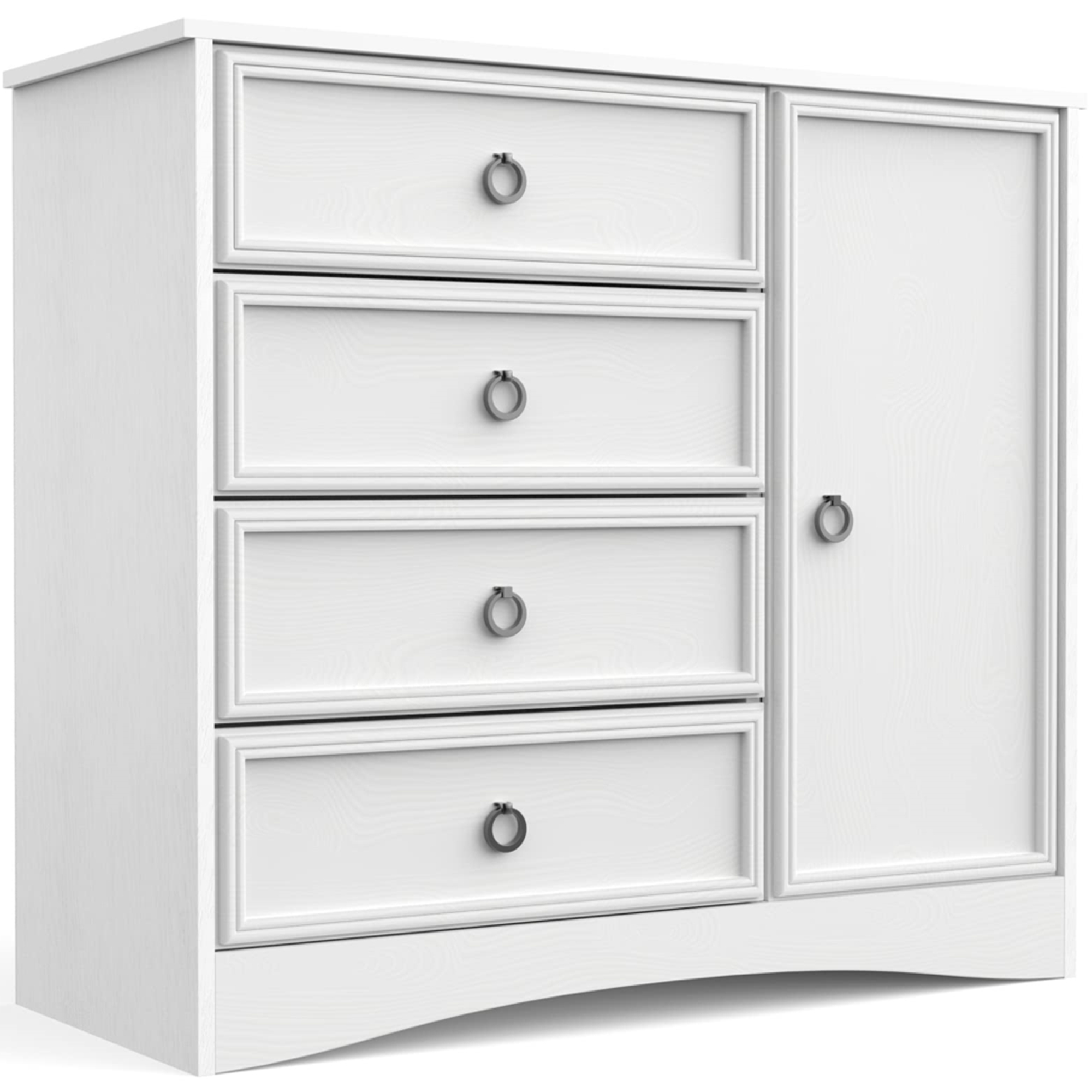 4 Drawer White Dresser, Dressers for Bedroom Adjustable Shelves, Tall Chest of Drawers Closet