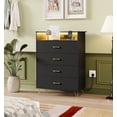 thumbnail image 1 of 4 Drawer wooden Dressers for Bedroom with LED Lights & Charging Station, Modern Nightstand for Bedside, Wood Chest of Drawers with App Control, Large Storage Cabinet for Bedroom, Living Room, Closet, 1 of 9