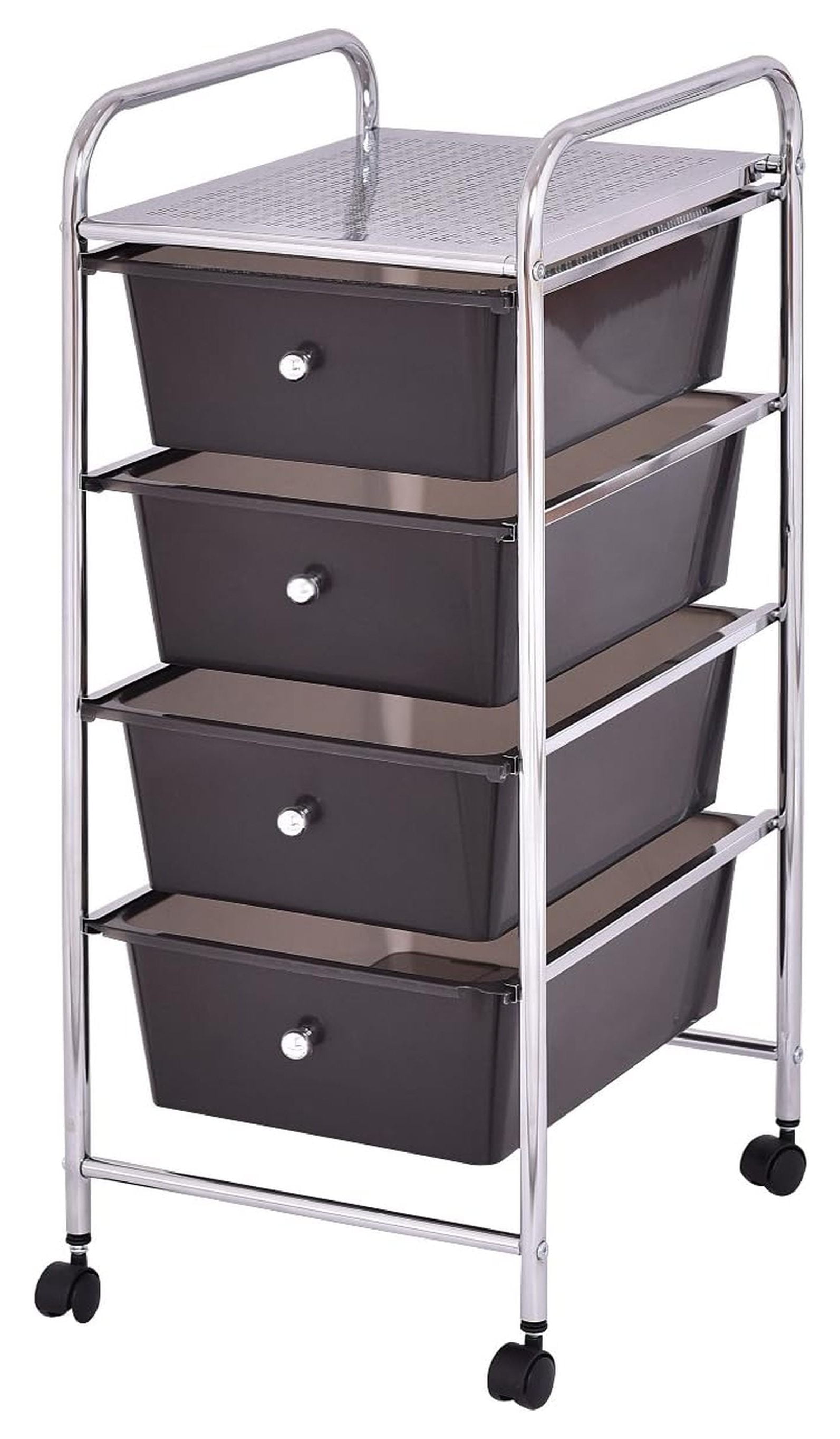 4-Drawers Cart Rolling Storage Cart Bin Organizer with Flexible Wheels for Home Office Scrapbook Supply \u0026 Paper Shelf