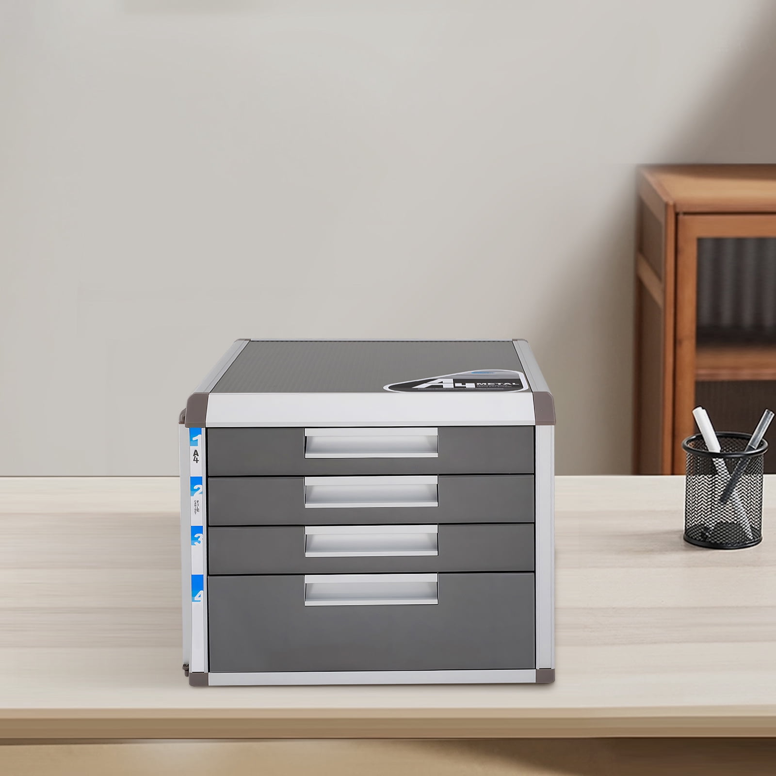 4 Drawers File Cabinet Lateral Storage Office Storage  Filing Cabinet Desktop for Office Supplies