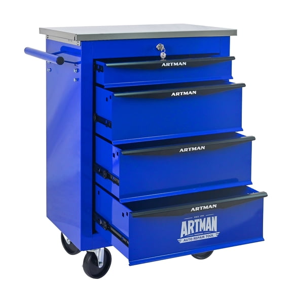 4 Drawers Multifunctional Tool Cart with Wheels,Metal Rolling Tool Utility Cart