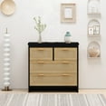 thumbnail image 1 of 4 Drawers Rattan Cabinet,for Bedroom,Living Room,Dining Room,Hallways,Easy Assembly, Black, 1 of 7