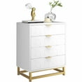 thumbnail image 1 of 4 Dresser for Bedroom, 34.5" Modern Fluted with Storage, Dresser Chest of Drawers with Gold Handles for Bedroom, Living Room, Closet,White, 1 of 9
