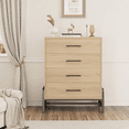 thumbnail image 1 of 4 Dresser for Bedroom Home Living Room 38.6" Tall Dresser Tall Drawer Dresser with Storage Freestanding Wooden Closet natural oak, 1 of 9