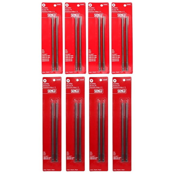 SENCO Phillips Duraspin Drive Bit Pack Set - Alloy Steel - 8 Pack, #2 Phillips