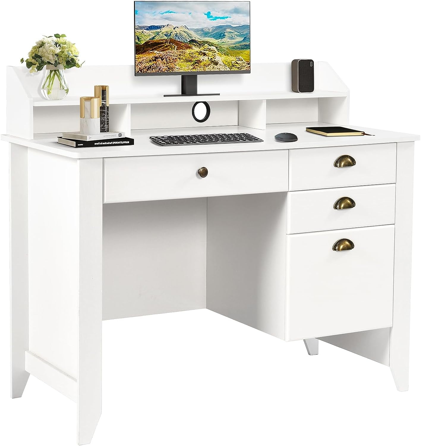 Ikea computer table with drawers cheap white 47 14x23 58 1020214235638