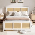 thumbnail image 1 of 4 EVER WINNER Full Size Bed Frame,Rattan Headboard and Footboard, Rattan Bed Frame for Bedroom, No Box Spring Needed, White, 1 of 6