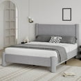 thumbnail image 1 of 4 EVER WINNER Full Bed Frame, Full Size Bed Frame, Upholstered Full Bed with Rounded Legs, Boucle Bed Frame with Headborad, Grey, 1 of 6
