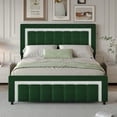 thumbnail image 1 of 4 EVER WINNER Full Bed Frame with Headboard, Velvet Upholstered Platform Bed Frame Full Size with Diamond Headboard & Footboard, Wooden Slats Support, No Box Spring Required, Easy Assembly, Green, 1 of 9