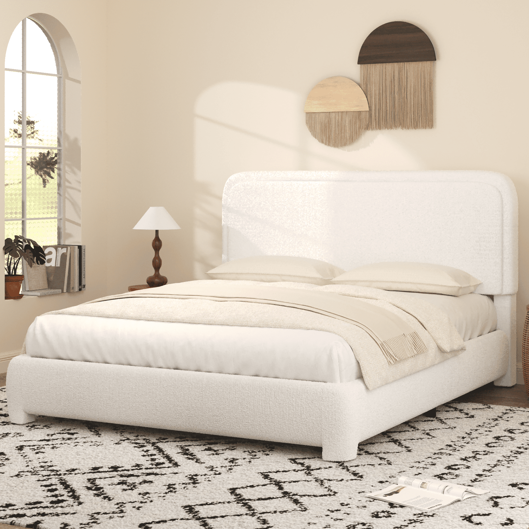 4 EVER WINNER Full Size Bed Frame, Boucle Upholstered Bed Frame with — free download