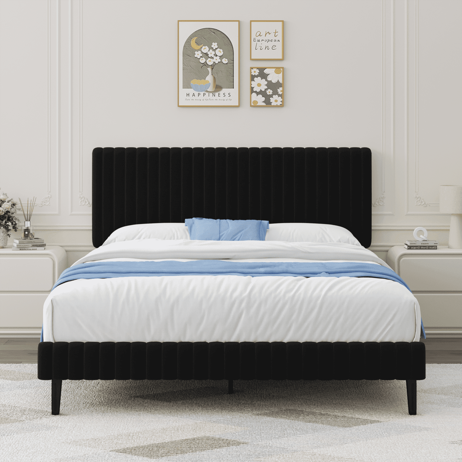 4 EVER WINNER Full Size Bed Frame, Full Size Upholstered Platform Bed ...
