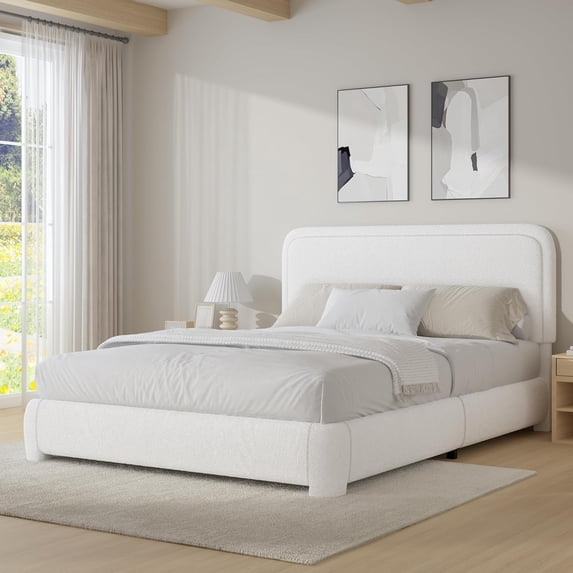 4 Ever Full Size Double Bedframe, Modern White with Backboard and Footboard