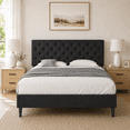 thumbnail image 1 of 4 Ever Winner Full Size Bed Frame, Upholstered Platform Bed with Headboard, Button Tufted Headboard, Dark Gray, 1 of 8