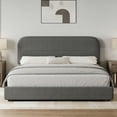 thumbnail image 1 of 4 EVER WINNER Full Bed Frame with Headboard, Boucle Upholstered Platform Bed Frame wiith Rounded Corner, Soft Cloud Bed Frame, No Box Spring Needed, Gray, 1 of 8