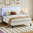 thumbnail image 1 of 4 Ever Full-Size Bedframe with LED Light Headboard, Sturdy Slats, White, 1 of 7