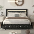 thumbnail image 1 of 4 EVER WINNER Full Size LED Bed Frame with Storage, Upholstered Platform Bed with 4 Drawers, Adjustable LED Lights Headboard, Black, 1 of 7
