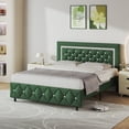 thumbnail image 1 of 4 EVER WINNER Full Size Upholstered Bed with Diamond Headboard and Footboard, Green, 1 of 6