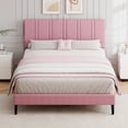 thumbnail image 1 of 4 EVER WINNER Full Size Upholstered Platform Bed Frame with Headboard, Pink Full Bed Frame, No Box Spring Needed, Pink, 1 of 7