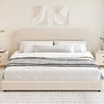 thumbnail image 1 of 4 EVER WINNER King Bed Frame with Headboard, Boucle Upholstered Platform Bed Frame, Luxurious Soft Rounded Corners, No Box Spring Required, Non-Slip and Noise-Free, Easy Assembly, Beige, 1 of 9
