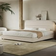 thumbnail image 1 of 4 EVER WINNER King Bed Frame with Headboard, Boucle Upholstered Platform Bed Frame wiith Rounded Corner, Soft Cloud Bed Frame, No Box Spring Needed, Cream, 1 of 8