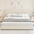 thumbnail image 1 of 4 EVER WINNER King Bed Frame with Headboard, Cloud Boucle Upholstered Platform Bed with Wood Slats, Soft Rounded Corners, No Box Spring Required, Non-Slip and Noise-Free, Easy Assembly, Cream, 1 of 9