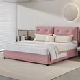 thumbnail image 1 of 4 EVER WINNER King Bed Frame, King Size Bed Frame with Headboard, Boucle Bed Frame with Removable Pillow Upholstery, No Box Spring Required, Easy Assembly, Pink, 1 of 6