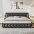 thumbnail image 1 of 4 EVER WINNER King Bed Frame, Upholstered Platform Bed Frame with Headboard and Footboard, Diamond Headboard and Footboard Design, Gray, 1 of 7