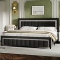 thumbnail image 1 of 4 EVER WINNER King Bed Frame, Velvet Upholstered Bed Frame with Diamond Headboard, Black King Size Bed Frame, Black, 1 of 8
