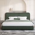 thumbnail image 1 of 4 EVER WINNER King Size Bed Frame, Boucle Upholstered Bed Frame with Headboard, No Box Spring Required, Easy Assembly, Green, 1 of 8