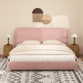 thumbnail image 1 of 4 EVER WINNER King Size Bed Frame, Boucle Upholstered Bed Frame with Headboard, No Box Spring Required, Easy Assembly, Pink, 1 of 8