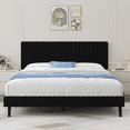 thumbnail image 1 of 4 EVER WINNER King Size Bed Frame, King Size Upholstered Platform Bed Frame with Vertical Channel Tufted Headboard, Black King Bed Frame, Black, 1 of 8