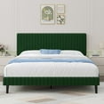 thumbnail image 1 of 4 EVER WINNER King Size Bed Frame, King Size Upholstered Platform Bed Frame with Vertical Channel Tufted Headboard, Green King Bed Frame, Green, 1 of 8