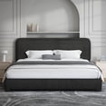 thumbnail image 1 of 4 EVER WINNER King Size Bed Frame, Boucle Upholstered Bed Frame with Headboard, No Box Spring Required, Easy Assembly, Black, 1 of 7