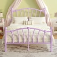 thumbnail image 1 of 4 EVER WINNER Queen Size Metal Platform Bed Frame with Heart-Shaped Decorative Headboard and Footboard, 12.2" Under bed Storage Space, Purple, 1 of 7